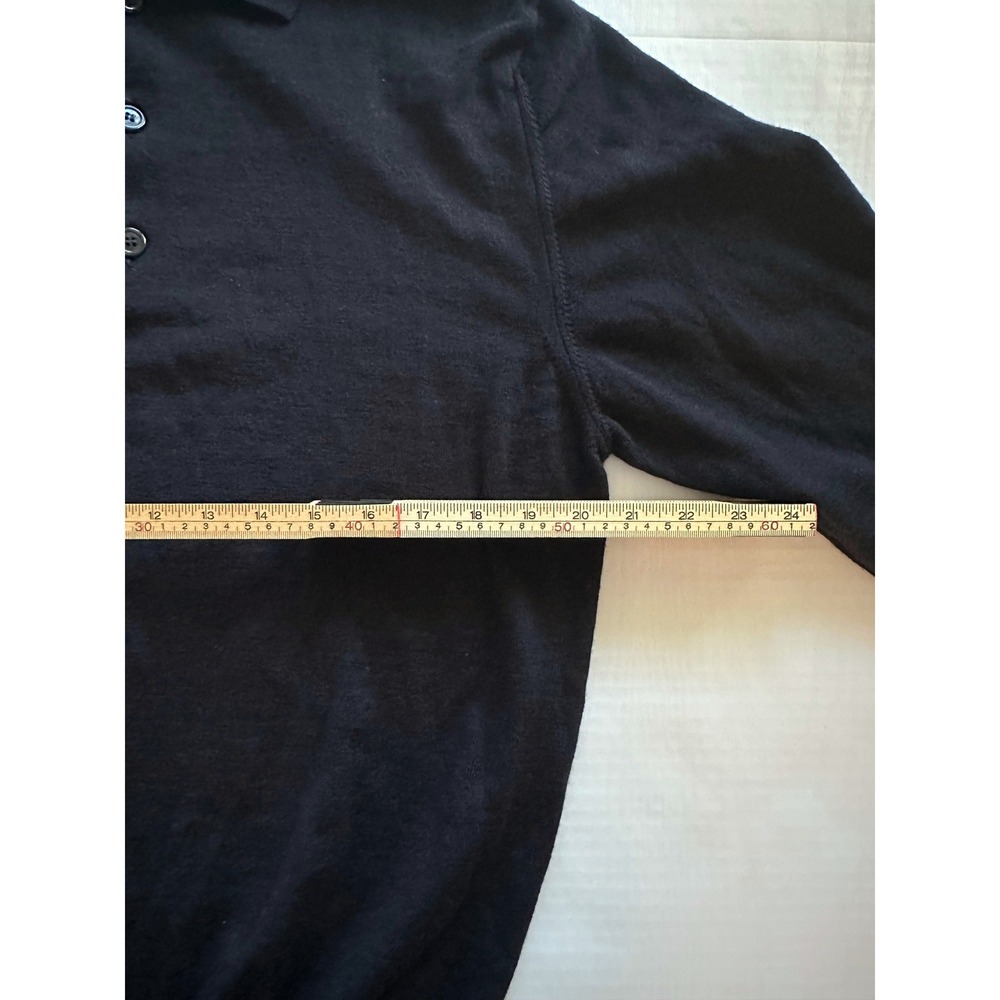 Lorenzo Uomo Mens XL Navy Blue 100% Merino Wool Button Mock Neck Sweater Italy - Picture 5 of 6
